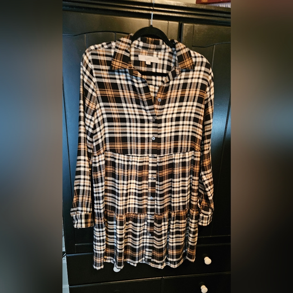 Plaid Button-Up Women's Dress